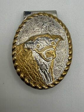 Vintage Crumrine Longhorn Money Clip Silver Plate USA Repair Set